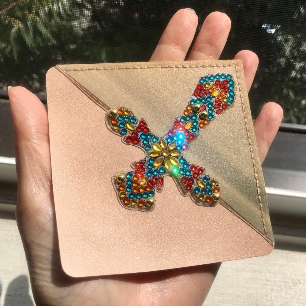 Diamond Art Cross Corner Bookmark, Colorful, Sparkly, Bling (ORANGE/TEAL)